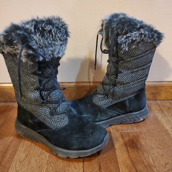 Skechers Shoes - Skechers Black winter fur boots women's size 9 12" tall S5